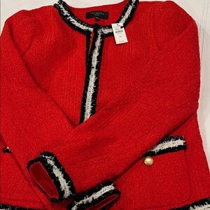 Talbots Red Blazer with Black and White Trim